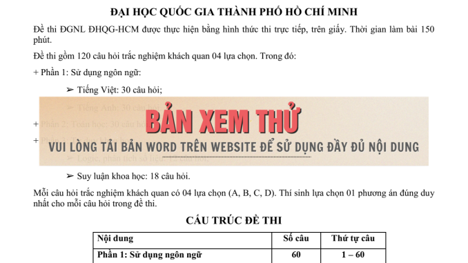 Đề tham khảo số 2 KỲ THI ĐÁNH GIÁ NĂNG LỰC – APT 2025