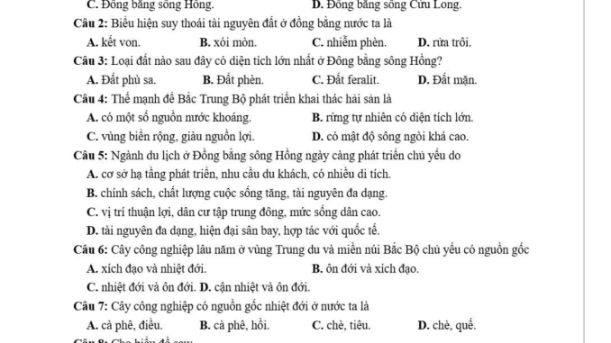 đề thi thử thpt môn địa lý Cẩm Xuyên Hà Tĩnh