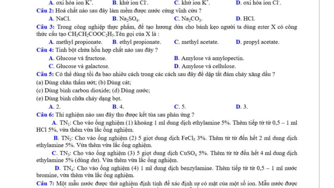 đề thi thử thpt môn hóa Lê Thánh Tông thhcm