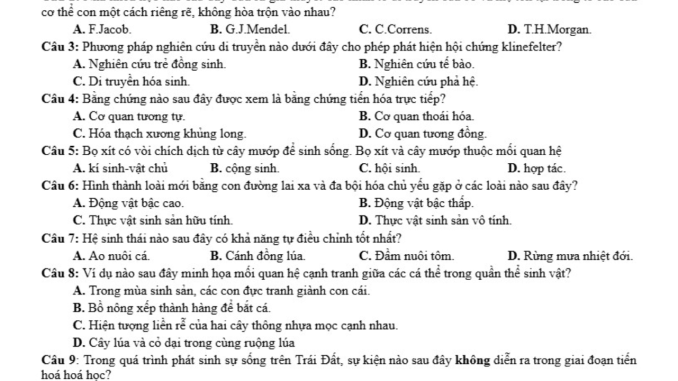 đề thi thử thpt môn sinh nguyễn huệ