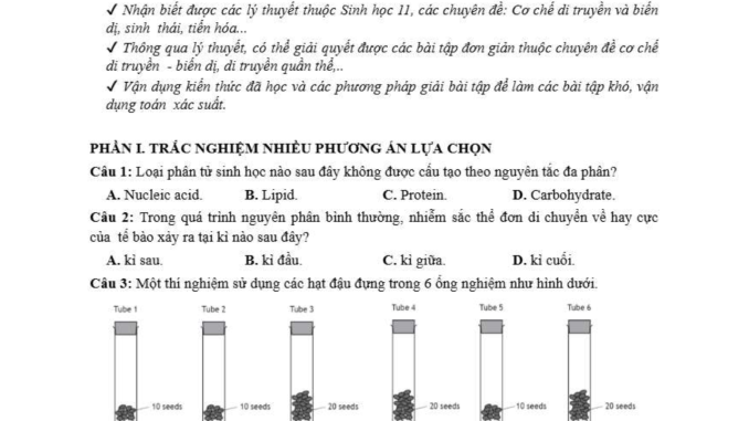 đề thi thử thpt môn sinh sở Bắc Ninh