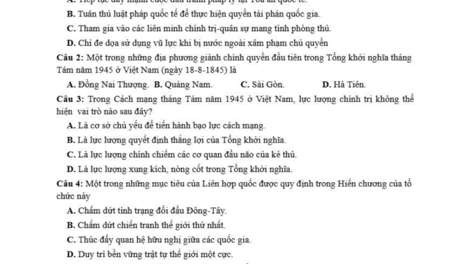 đề thi thử thpt môn sử Phan Bội Châu nghệ an