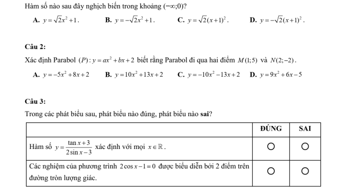 Đề số 1 ĐGTD ĐHBK Hà Nội