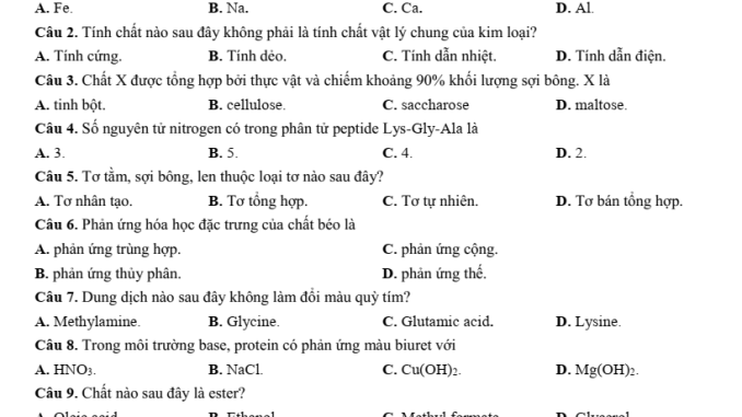 Đề thi thử tốt nghiệp THPT năm 2025 môn Hóa sở GDĐT Hà Nội