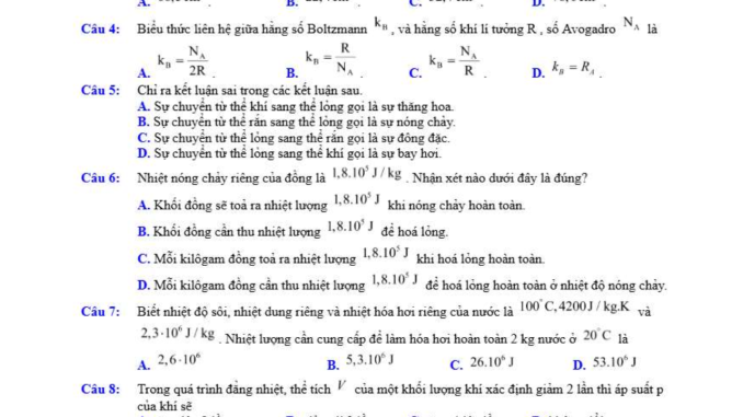 đề thi thử thpt môn lí sở hà nam